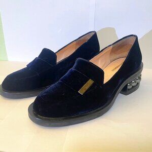 Nicholas Kirkwood Casati Pearl Blue Velvet Loafers, size 37 (7)